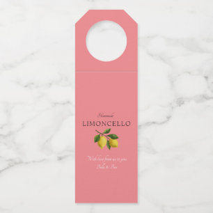 Modern Pink Lemon Wedding Limoncello Bottle Tag