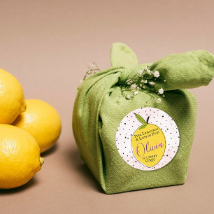 Modern Pink Lemonade 1st Birthday Classic Round Sticker