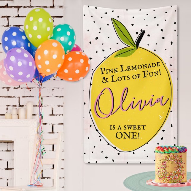 Modern Pink Lemonade 1st Birthday Welcome Banner (Creator Uploaded)