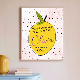 Modern Pink Lemonade 1st Birthday Welcome Poster