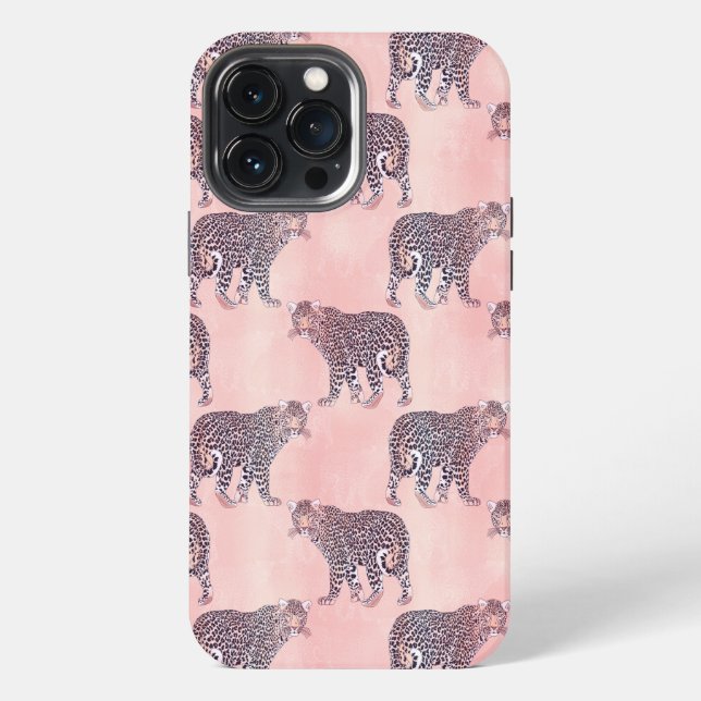Modern Pink Leopard Animal Pattern iPhone Case (Back)