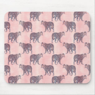 Modern Pink Leopard Animal Pattern Mouse Pad