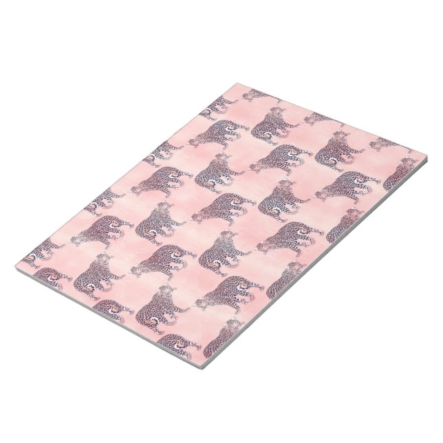 Modern Pink Leopard Animal Pattern Notepad (Angled)