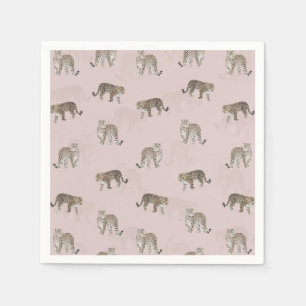 Modern Pink Leopard Jungle Animals Napkin
