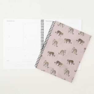 Modern Pink Leopard Jungle Animals Planner