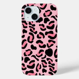 Modern Pink Leopard Pattern Animal iPhone 15 Case