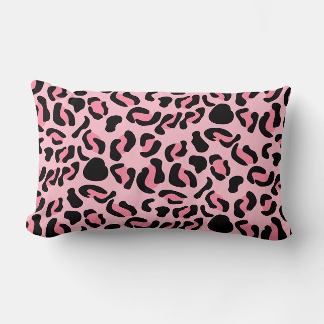 Modern Pink Leopard Pattern Animal Lumbar Cushion (Front)