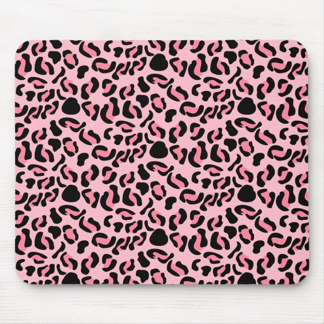 Modern Pink Leopard Pattern Animal Mouse Pad (Front)