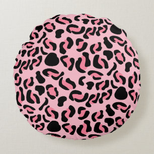 Modern Pink Leopard Pattern Animal Round Cushion