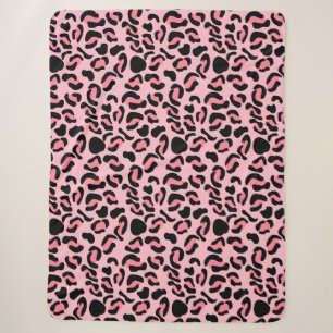 Modern Pink Leopard Pattern Animal Sherpa Blanket
