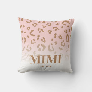 Modern Pink Leopard Pattern Personalised Mimi Cushion