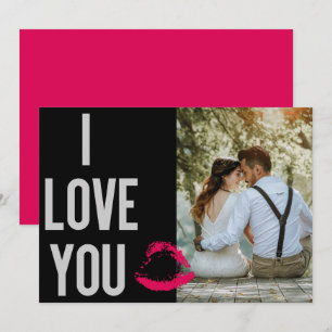 Modern Pink Lips Typography Love Photo Valentine Holiday Card