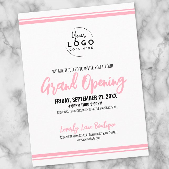 Modern Pink Logo Business Grand Opening Postcard (Modern Pink Logo Business Grand Opening Postcard)