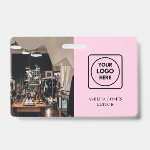 Modern Pink Logo Business Staff Identity Design ID Badge