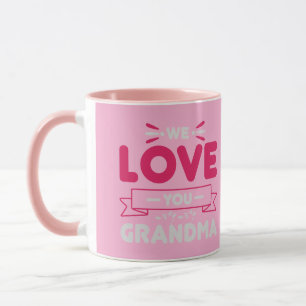 Modern Pink Love Banner Typographic Coffee Mug