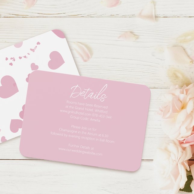 Modern Pink Love heart Wedding Information Card (Creator Uploaded)