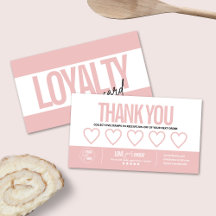Modern Pink Loyalty Card, Business Punch Card