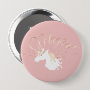 Modern Pink Magical Unicorn Kids 10 Cm Round Badge