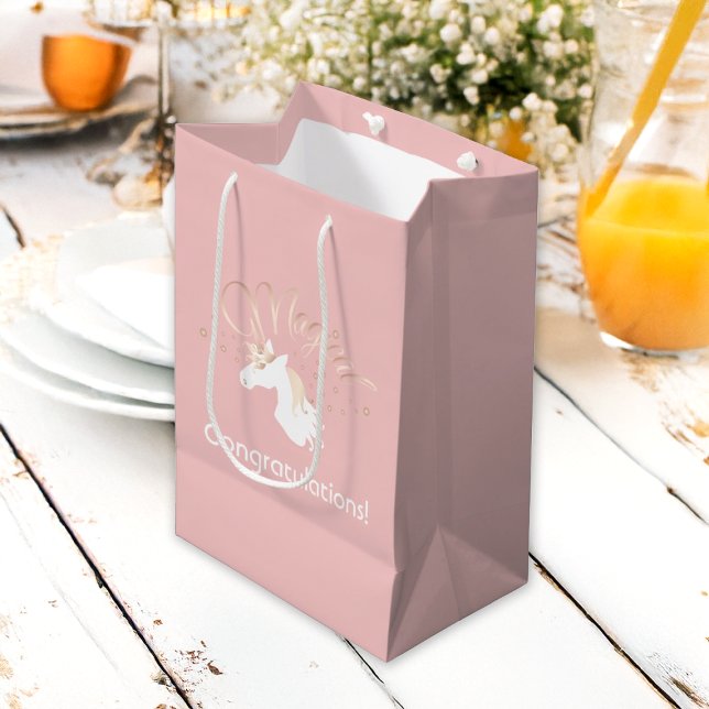 Modern Pink Magical Unicorn Medium Gift Bag (Creator Uploaded)