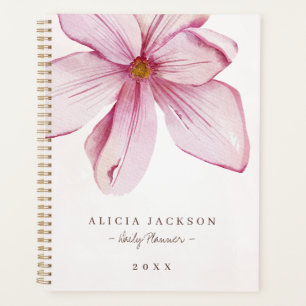 Modern pink magnolia watercolor feminine business planner