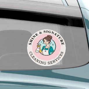 Modern Pink Maid Cleaning Service Car Vinyl Decal