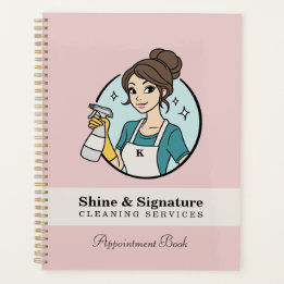 Modern Pink Maid Logo Cleaning Services Planner