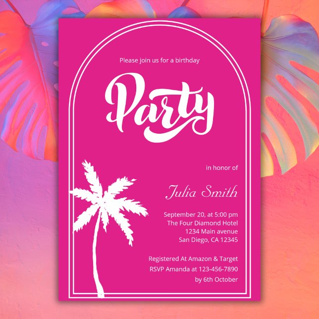 Modern Pink Malibu Girl Birthday Beach Party Invitation (Creator Uploaded)
