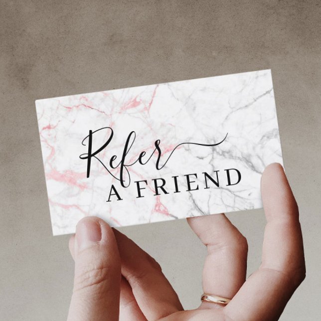 Modern Pink Marble Beauty Salon Referral Card (Creator Uploaded)