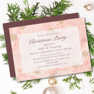 Modern Pink Marble Corporate Christmas Invitation