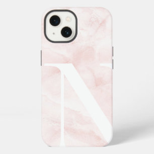 Modern Pink Marble Large Scale Monogram iPhone 13 Case