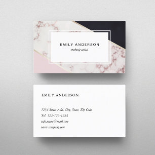 Modern Pink Marble Makeup Artist Business Card