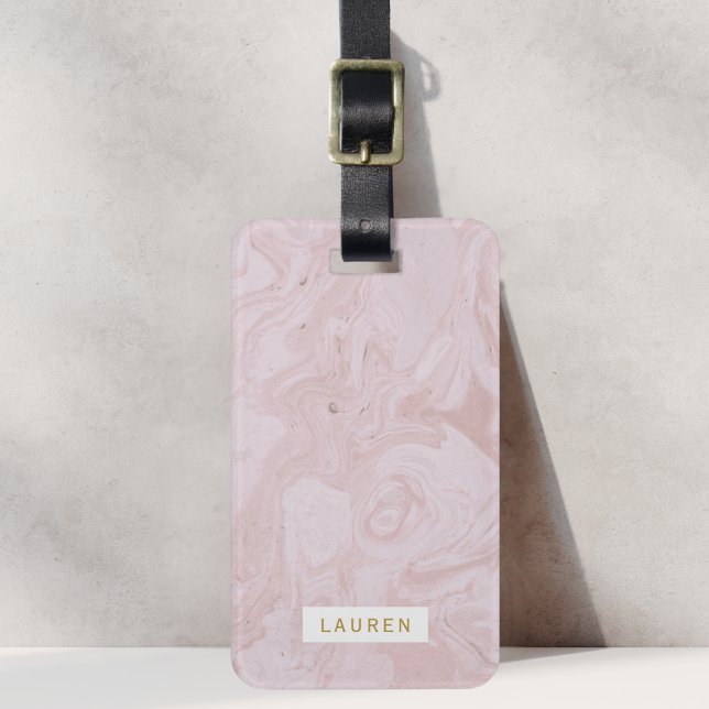 Modern Pink Marble Personalised Luggage Tag (Creator Uploaded)