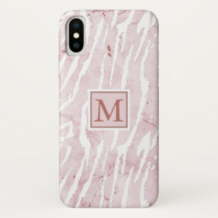 Modern Pink Marble with Animal Print and Monogram Case-Mate iPhone Case