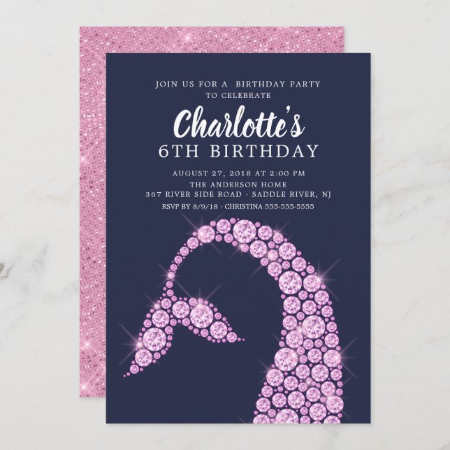 Modern Pink Mermaid Birthday Invitation (Front/Back)