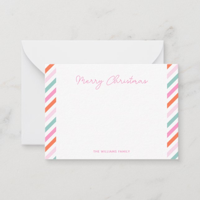 Modern Pink Merry Christmas Card (Front)