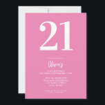 Modern Pink Minimal 21st Birthday Invitation<br><div class="desc">A simple modern 21st birthday invitation featuring elegant typography and minimalist design in pink and white colour.</div>