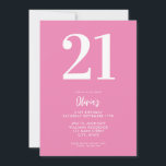 Modern Pink Minimal 21st Birthday Invitation<br><div class="desc">A simple modern 21st birthday invitation featuring elegant typography and minimalist design in pink and white colour.</div>