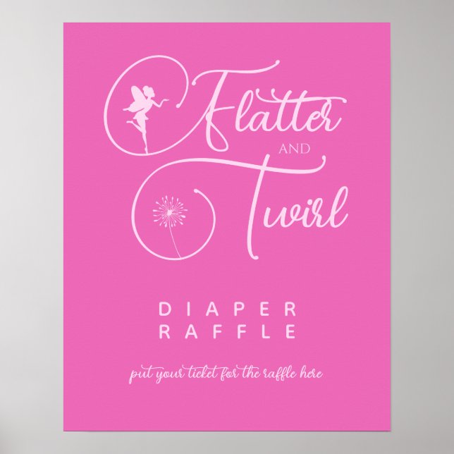 Modern Pink Minimalist Fairy Diaper Raffle Poster (Front)