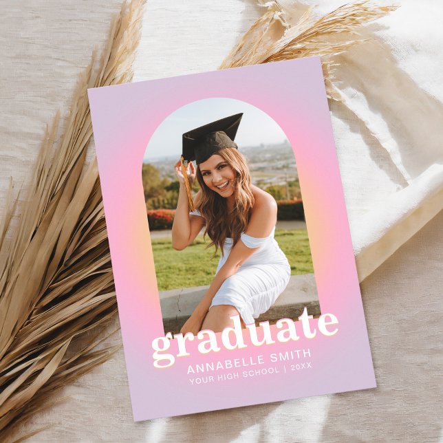 Modern Pink Minimalist Photo Graduation Invitation (Creator Uploaded)