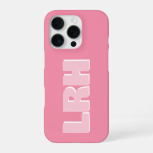 Modern Pink Minimalist Vertical Monogram iPhone Ca iPhone 16 Pro Case