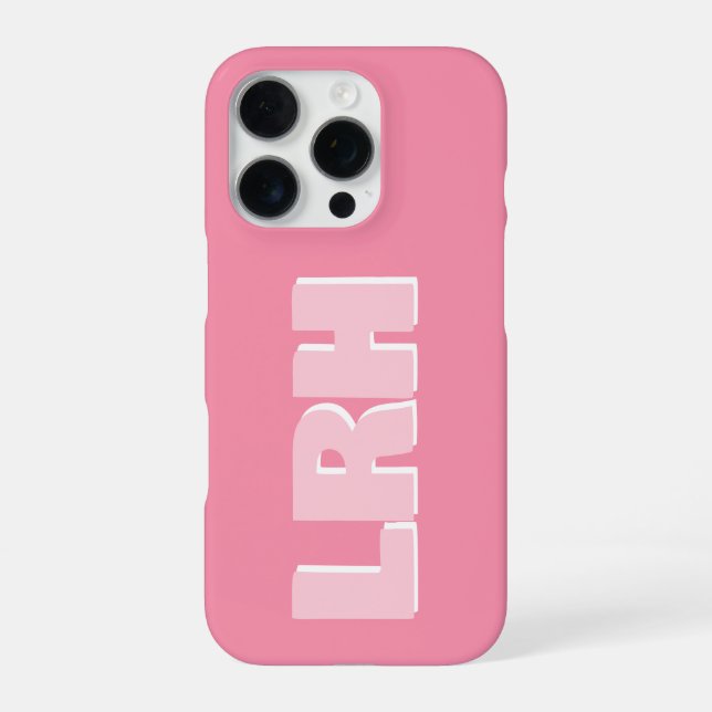 Modern Pink Minimalist Vertical Monogram iPhone Ca iPhone Case (Back)