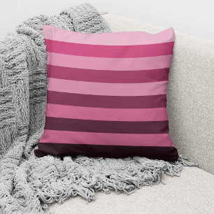 Modern Pink Monochrome Colour Block Stripes Cushion