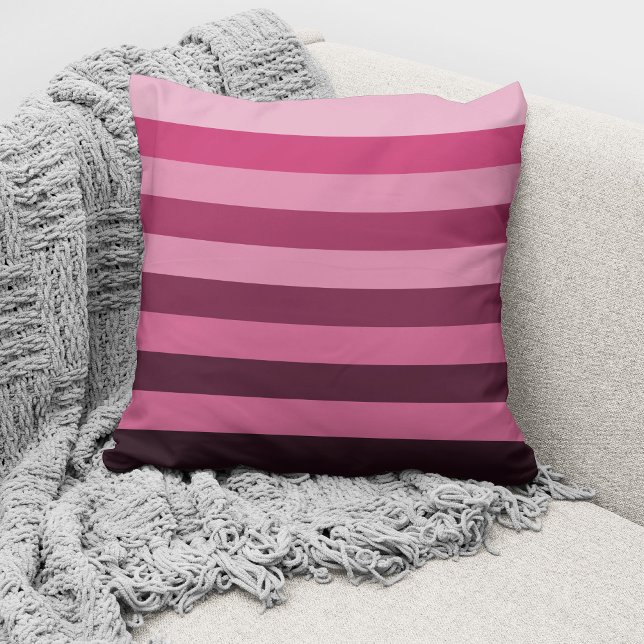 Modern Pink Monochrome Colour Block Stripes Cushion (Creator Uploaded)