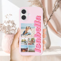 Modern Pink Monogram 5 Photo Collage