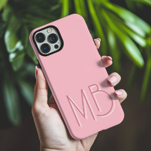 Modern Pink Monogram Initials Contemporary iPhone 16 Pro Max Case