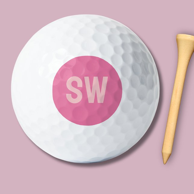 Modern Pink Monogram Initials Golf Balls (Modern pink monogram golf balls)