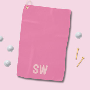 Modern Pink Monogram Initials Golf Towel