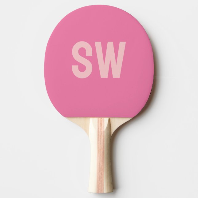 Modern Pink Monogram Initials Ping Pong Paddle (Front)