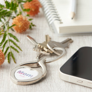 Modern Pink Mum Marble textured Font Monogram Key Ring