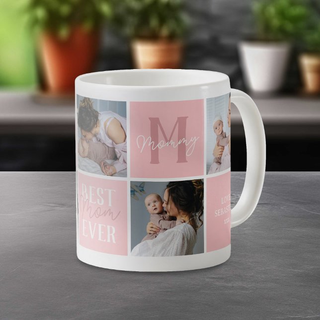 Modern Pink Mum Photo Collage Coffee Mug (Creator Uploaded)